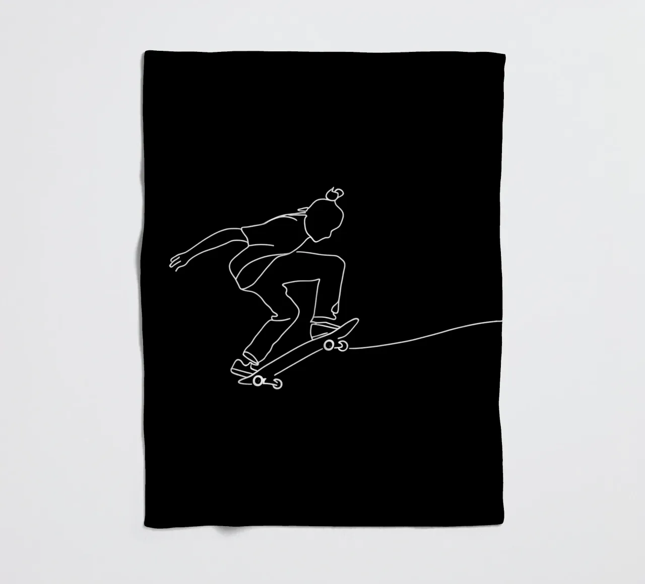 Minimalist Line Drawing of a Skateboarder | Modern Abstract fleece blanket by Viv Line Art