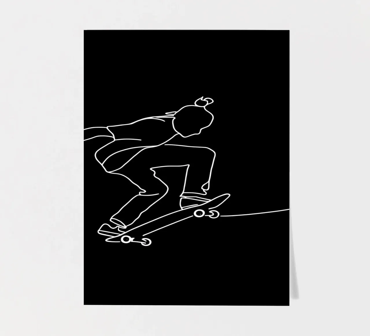 Minimalistische Linienzeichnung eines Skateboarders | Modern Abstract Stickerbogen von Viv Line Art