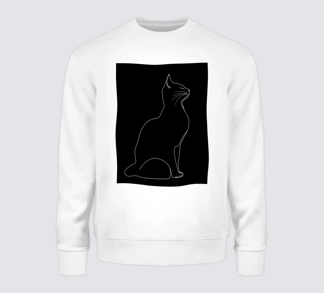 Minimalist Line Drawing of a Cat Sitting | Modern Abstract A sweatshirt by Viv Line Art