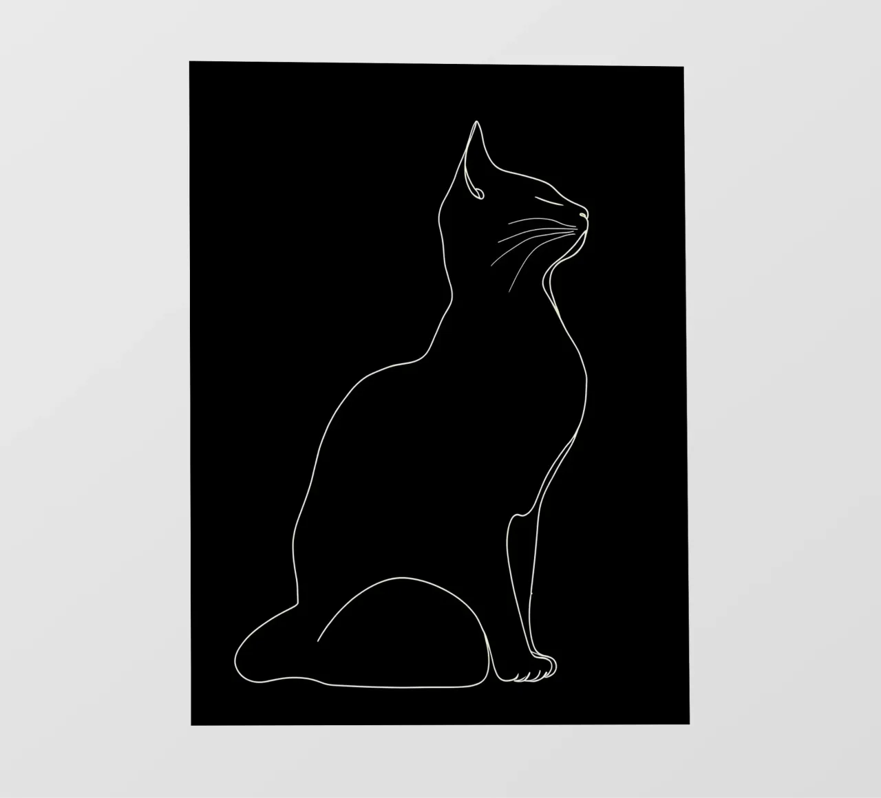Minimalist Line Drawing of a Cat Sitting | Modern Abstract A backlit film by Viv Line Art