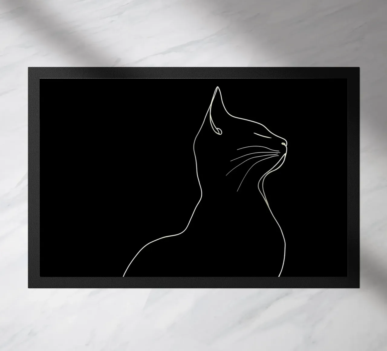 Minimalist Line Drawing of a Cat Sitting | Modern Abstract A doormat by Viv Line Art