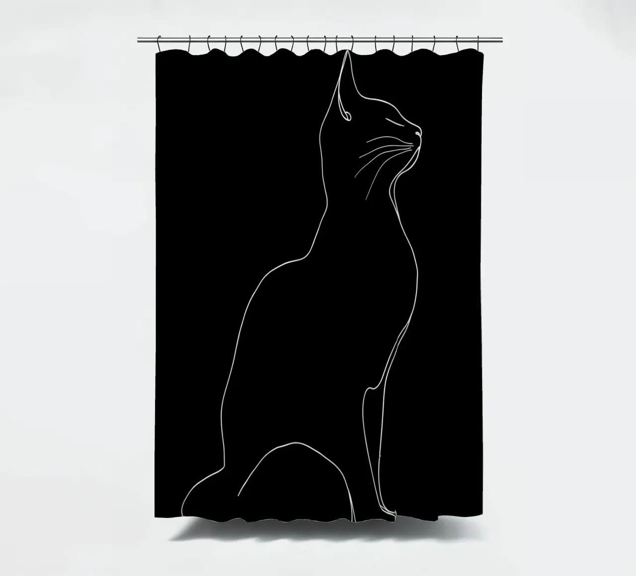 Minimalist Line Drawing of a Cat Sitting | Modern Abstract A shower curtain by Viv Line Art