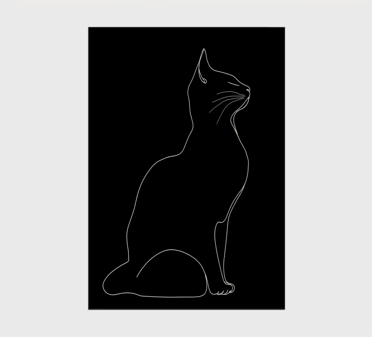 Minimalist Line Drawing of a Cat Sitting | Modern Abstract A notebook by Viv Line Art