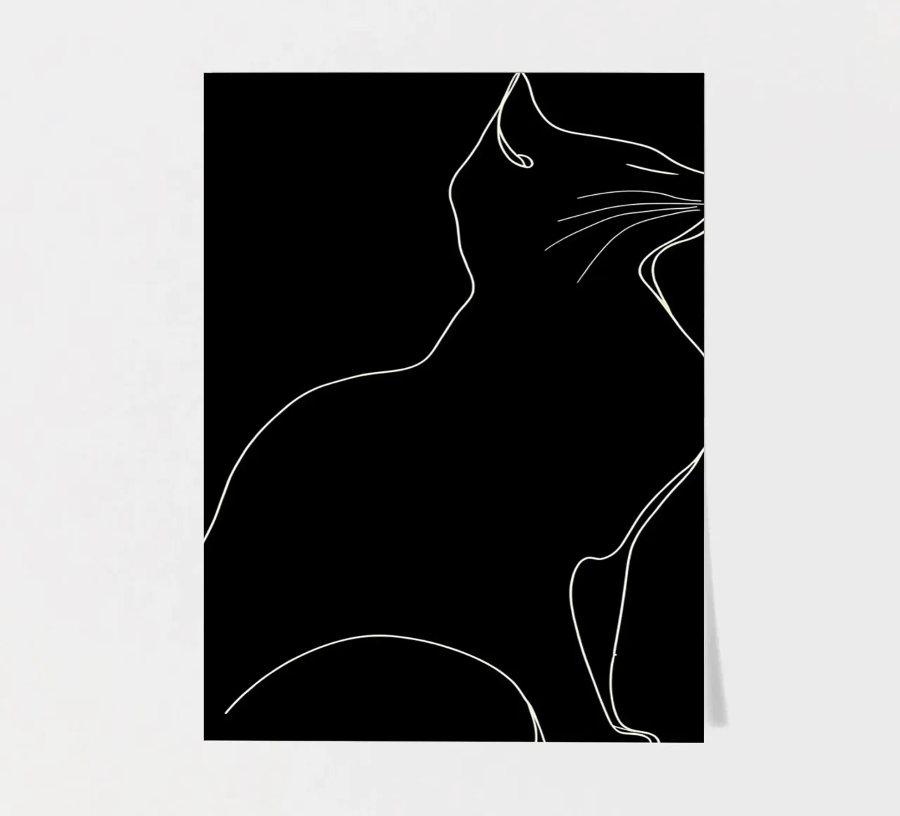 Minimalist Line Drawing of a Cat Sitting | Modern Abstract A sticker sheet by Viv Line Art