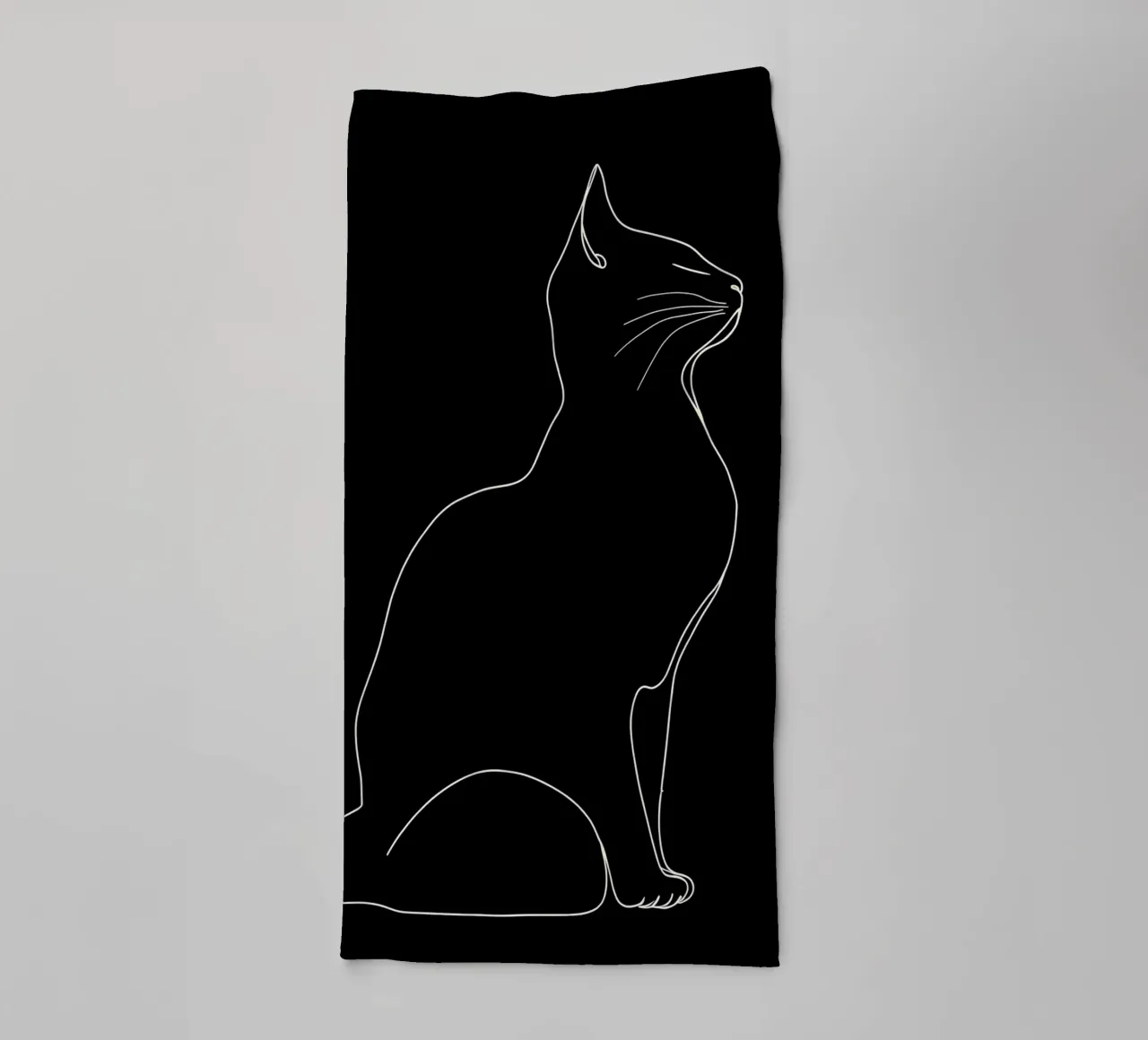 Minimalist Line Drawing of a Cat Sitting | Modern Abstract A towel by Viv Line Art