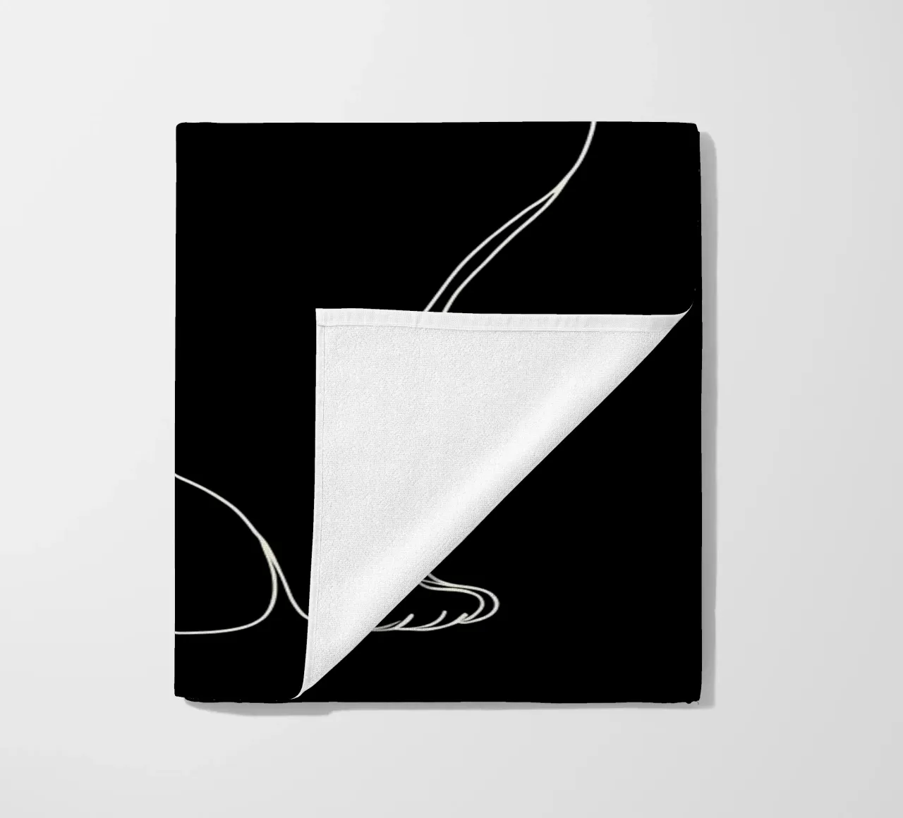 Minimalist Line Drawing of a Cat Sitting | Modern Abstract A beach towel by Viv Line Art