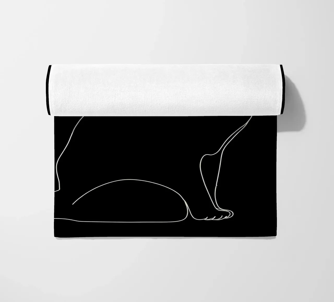 Minimalist Line Drawing of a Cat Sitting | Modern Abstract A beach towel by Viv Line Art