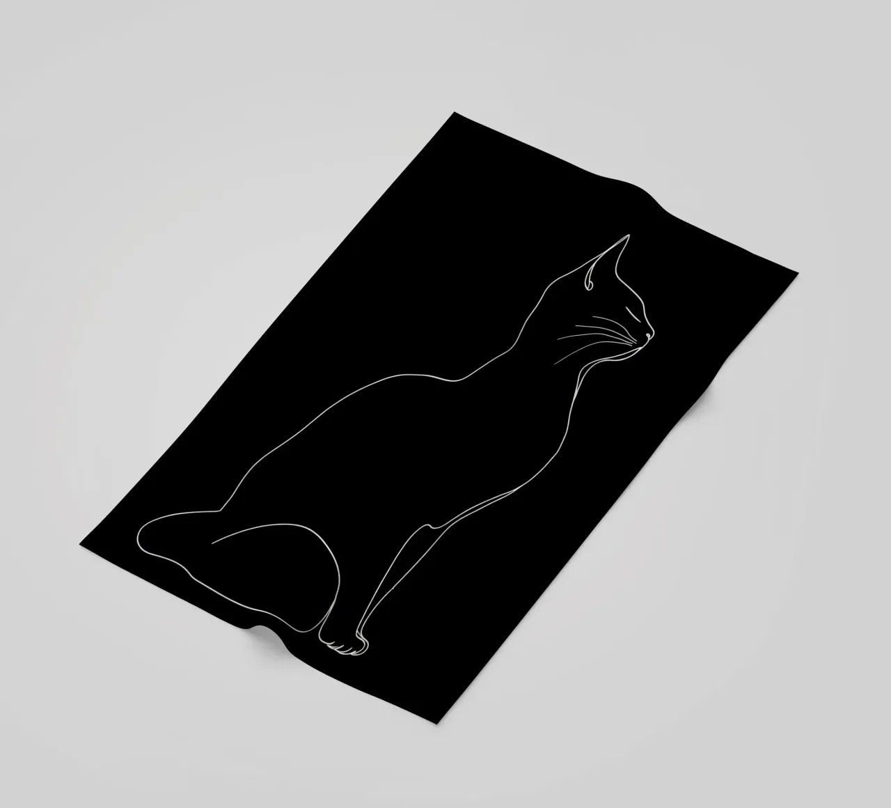 Minimalist Line Drawing of a Cat Sitting | Modern Abstract A beach towel by Viv Line Art