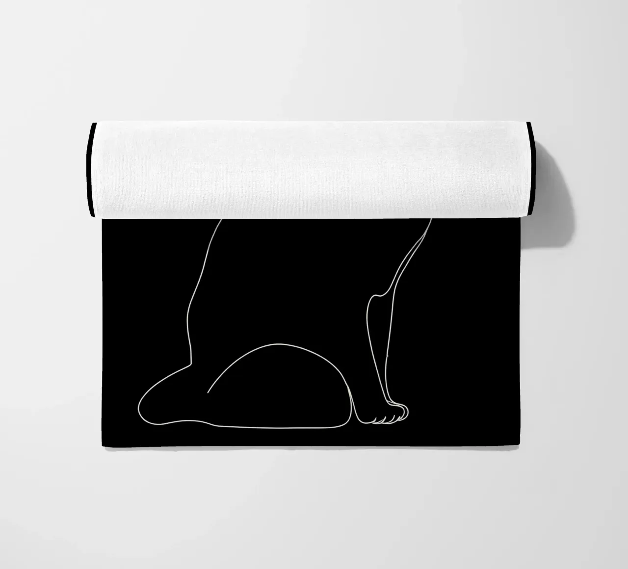 Minimalist Line Drawing of a Cat Sitting | Modern Abstract A beach towel by Viv Line Art