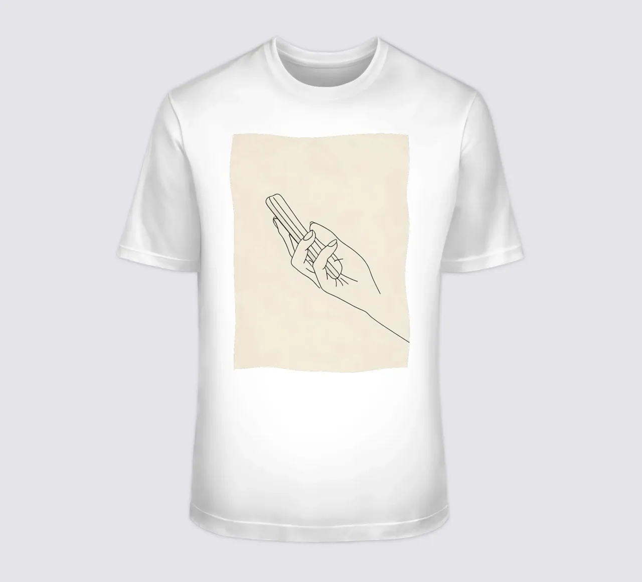 Minimalist Line Drawing of a Hand Holding a Cellphone | Mode t-shirt by Viv Line Art