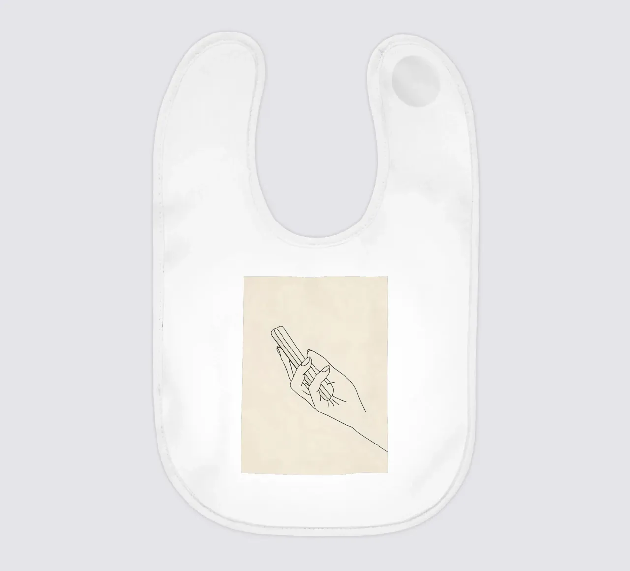 Disegno di linea minimalista di una mano che tiene un cellulare | Modalità bavaglino da Viv Line Art