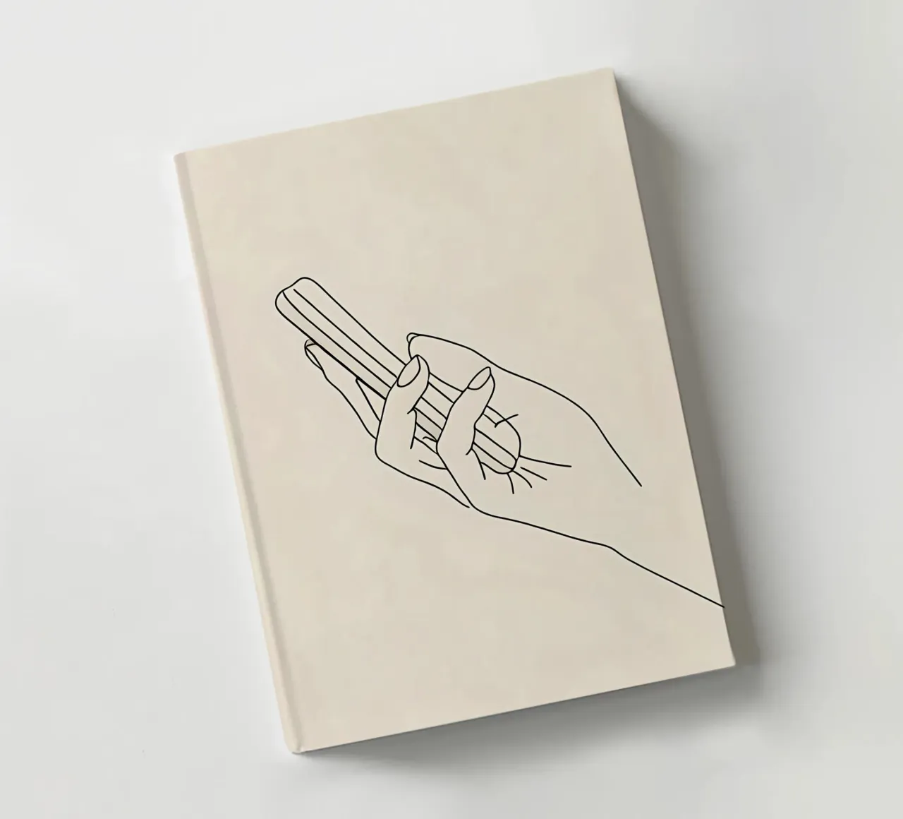 Minimalist Line Drawing of a Hand Holding a Cellphone | Mode notebook by Viv Line Art