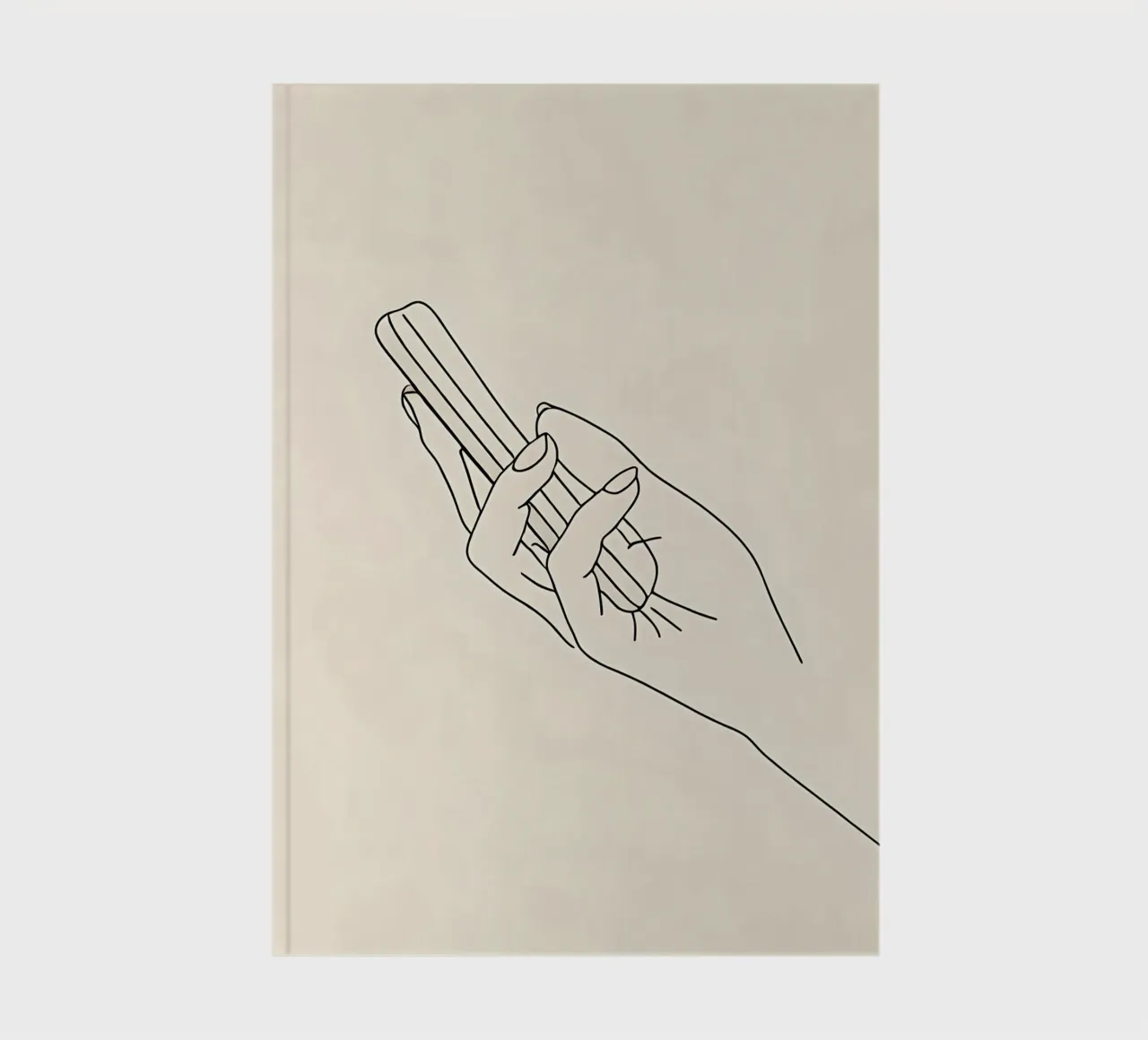 Minimalist Line Drawing of a Hand Holding a Cellphone | Mode notebook by Viv Line Art