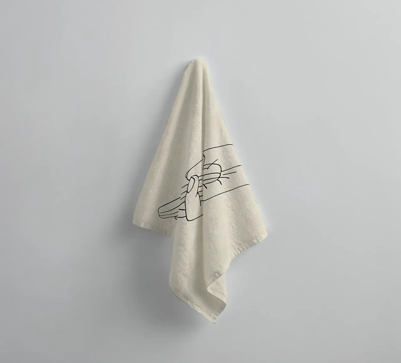 Minimalist Line Drawing of a Hand Holding a Cellphone | Mode towel by Viv Line Art