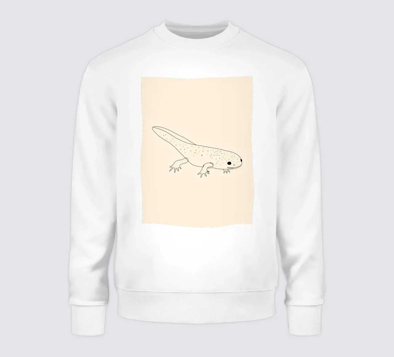 Minimalist Line Drawing of an Axolotl | Modern Abstract Art sweatshirt by Viv Line Art