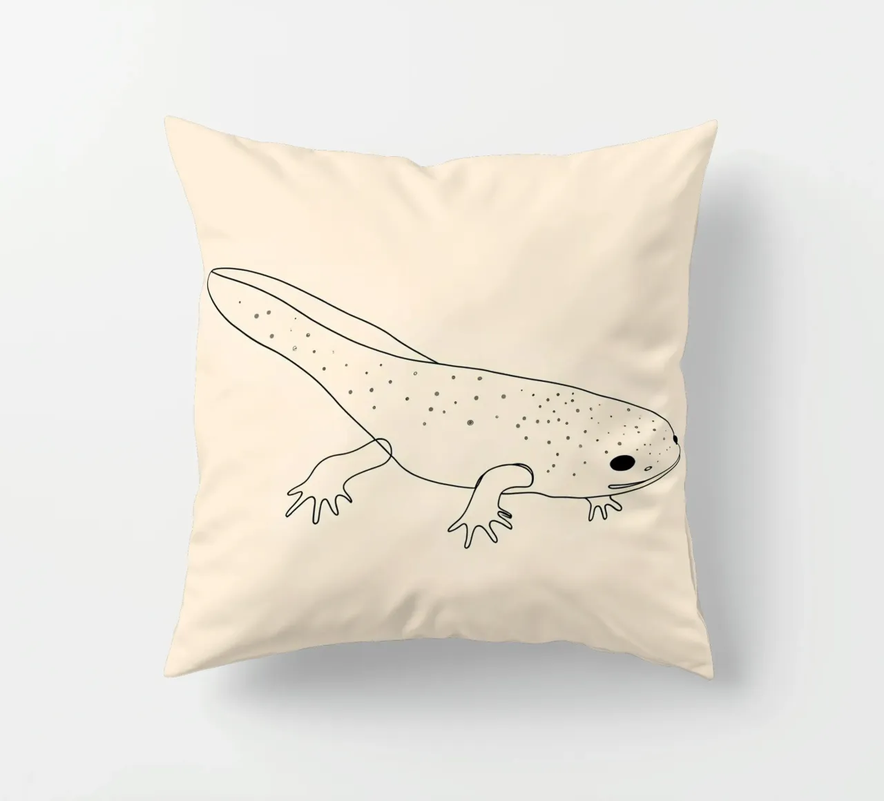 Minimalist Line Drawing of an Axolotl | Modern Abstract Art decorative cushion by Viv Line Art