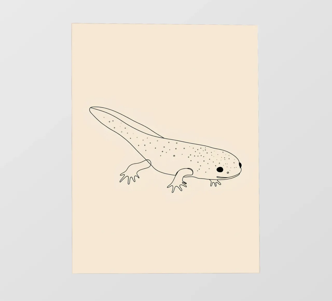 Minimalist Line Drawing of an Axolotl | Modern Abstract Art backlit film by Viv Line Art