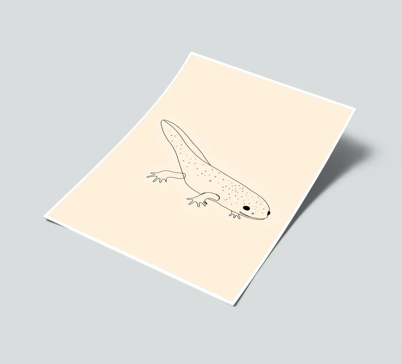 Minimalist Line Drawing of an Axolotl | Modern Abstract Art sticker sheet by Viv Line Art