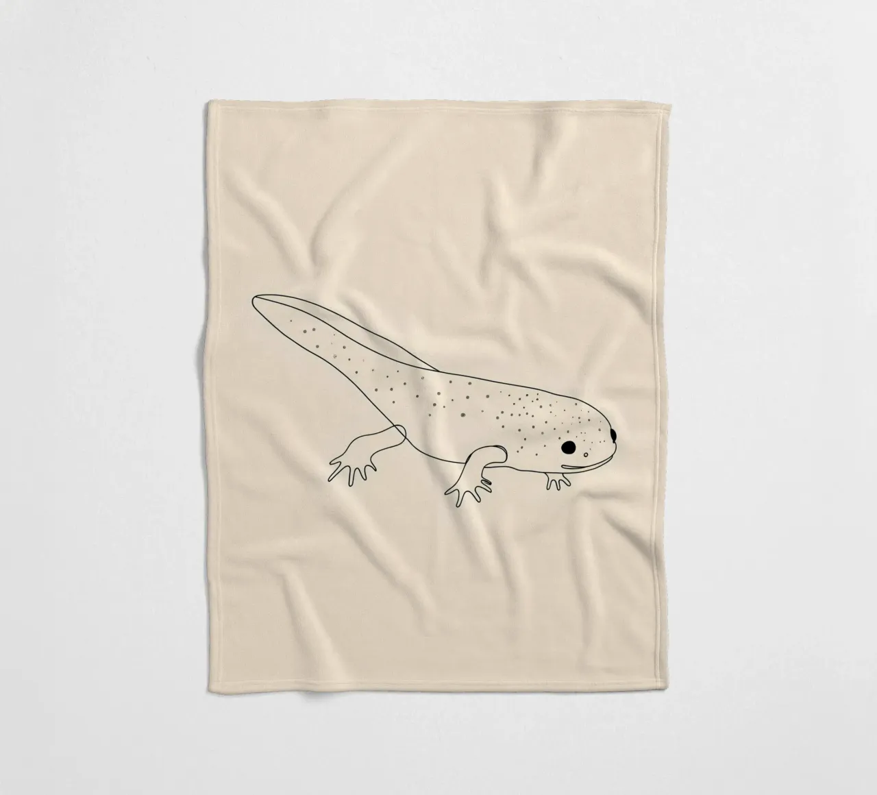 Minimalist Line Drawing of an Axolotl | Modern Abstract Art fleece blanket by Viv Line Art