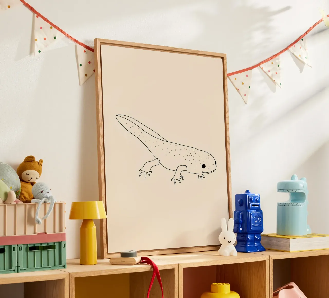 Minimalist Line Drawing of an Axolotl | Modern Abstract Art acrylic glass by Viv Line Art