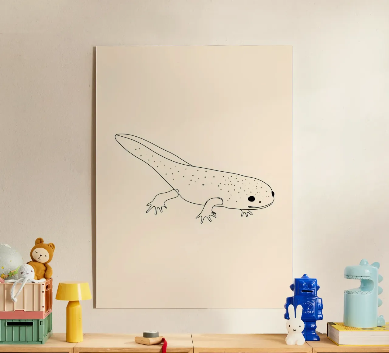 Minimalist Line Drawing of an Axolotl | Modern Abstract Art acrylic glass by Viv Line Art
