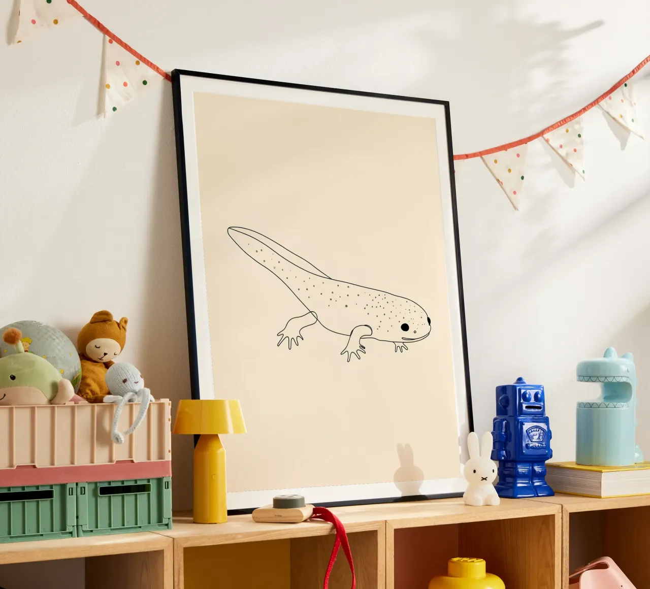 Minimalist Line Drawing of an Axolotl | Modern Abstract Art hahnemühle by Viv Line Art