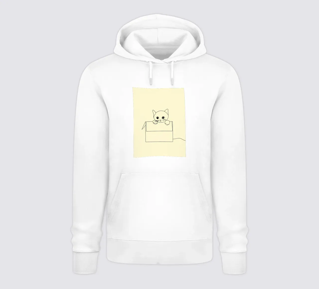 Minimalist Line Drawing of a Cat in a Box | Modern Abstract hoodie by Viv Line Art