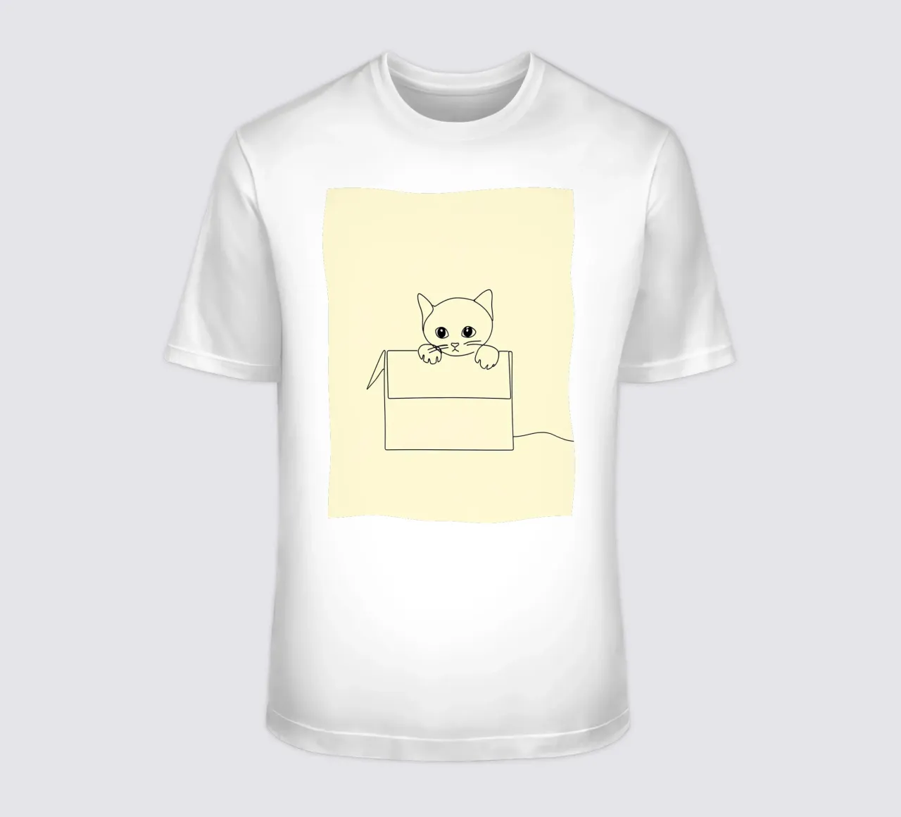 Minimalist Line Drawing of a Cat in a Box | Modern Abstract t-shirt by Viv Line Art