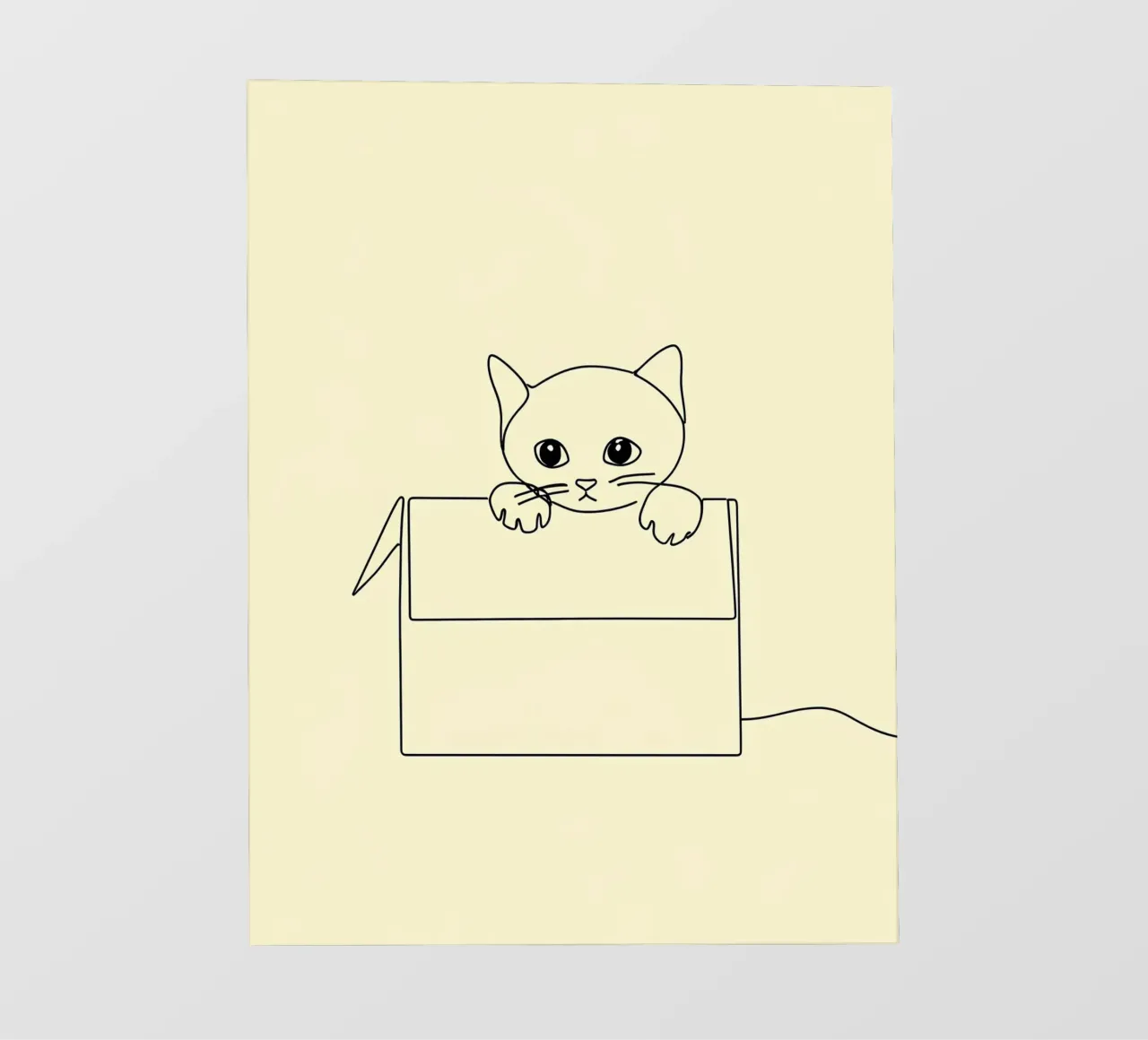 Minimalist Line Drawing of a Cat in a Box | Modern Abstract pvc cover by Viv Line Art