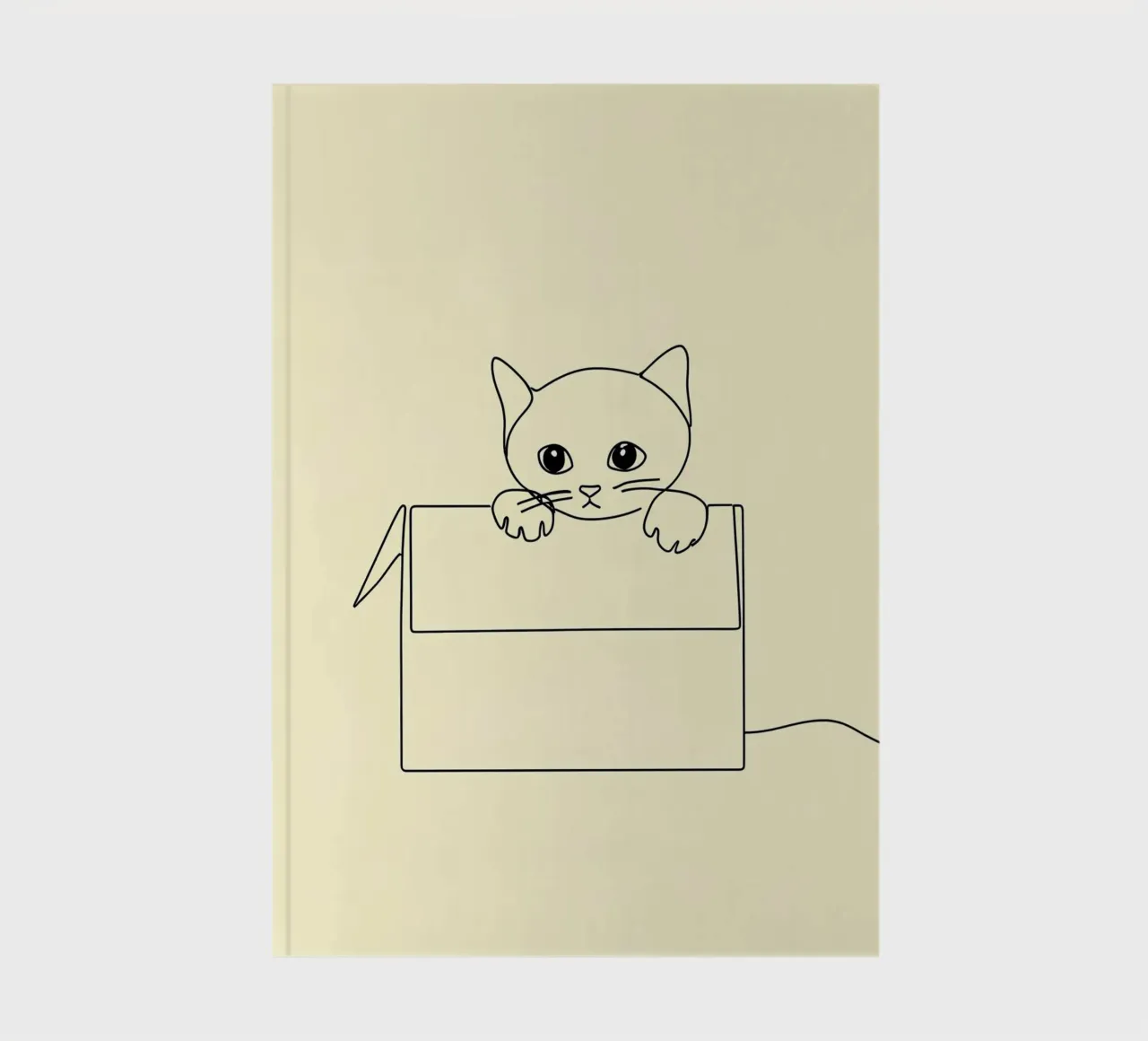Minimalist Line Drawing of a Cat in a Box | Modern Abstract notebook by Viv Line Art