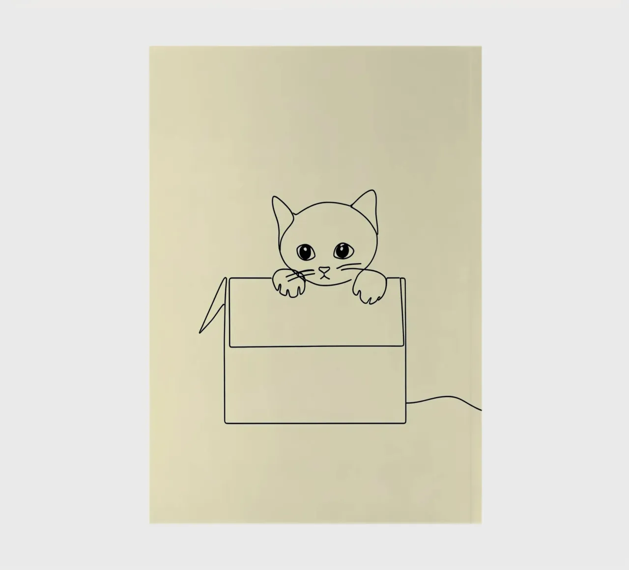 Minimalist Line Drawing of a Cat in a Box | Modern Abstract notebook by Viv Line Art