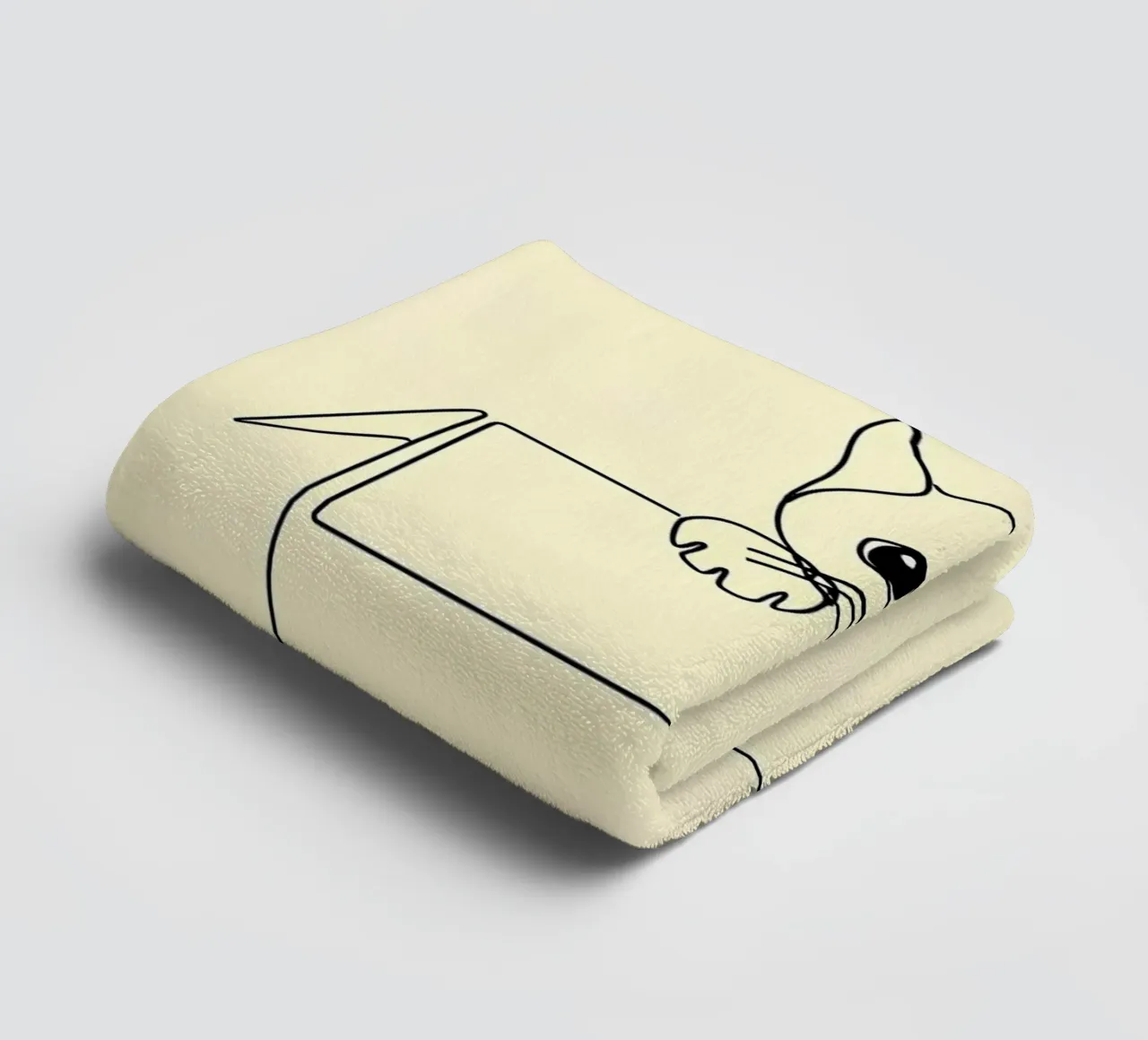 Minimalist Line Drawing of a Cat in a Box | Modern Abstract towel by Viv Line Art