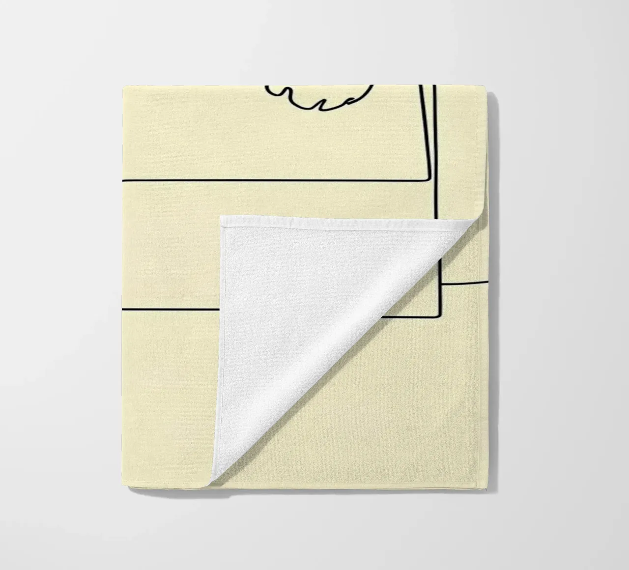Minimalist Line Drawing of a Cat in a Box | Modern Abstract beach towel by Viv Line Art