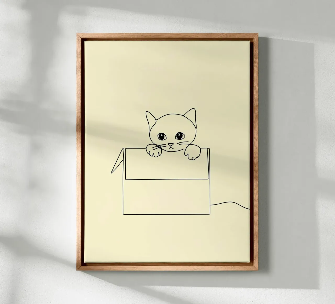 Minimalist Line Drawing of a Cat in a Box | Modern Abstract canvas by Viv Line Art