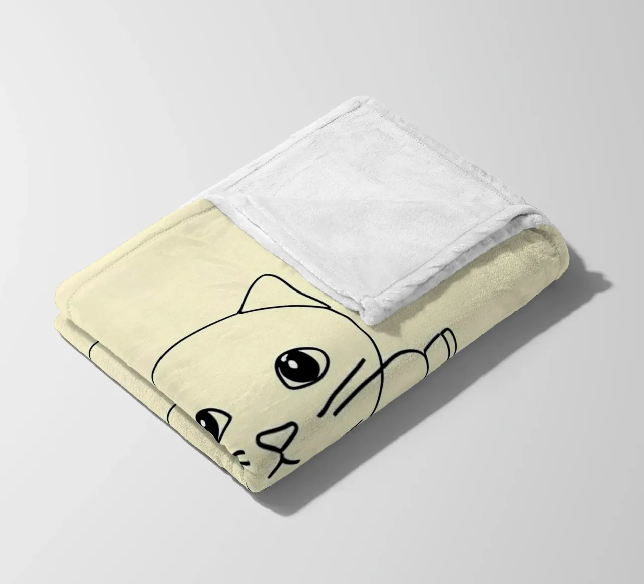 Minimalist Line Drawing of a Cat in a Box | Modern Abstract fleece blanket by Viv Line Art