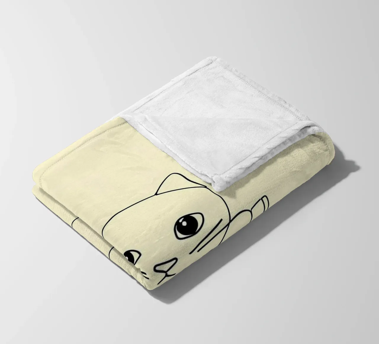 Minimalist Line Drawing of a Cat in a Box | Modern Abstract fleece blanket by Viv Line Art