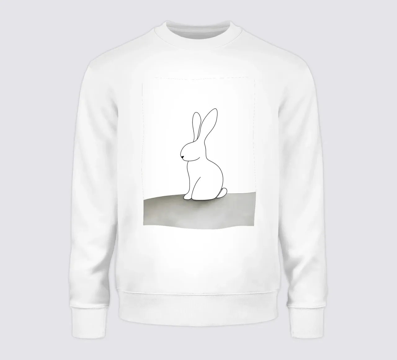 Minimalist Line Drawing of a Rabbit Sitting | Modern Abstrac sweatshirt by Viv Line Art