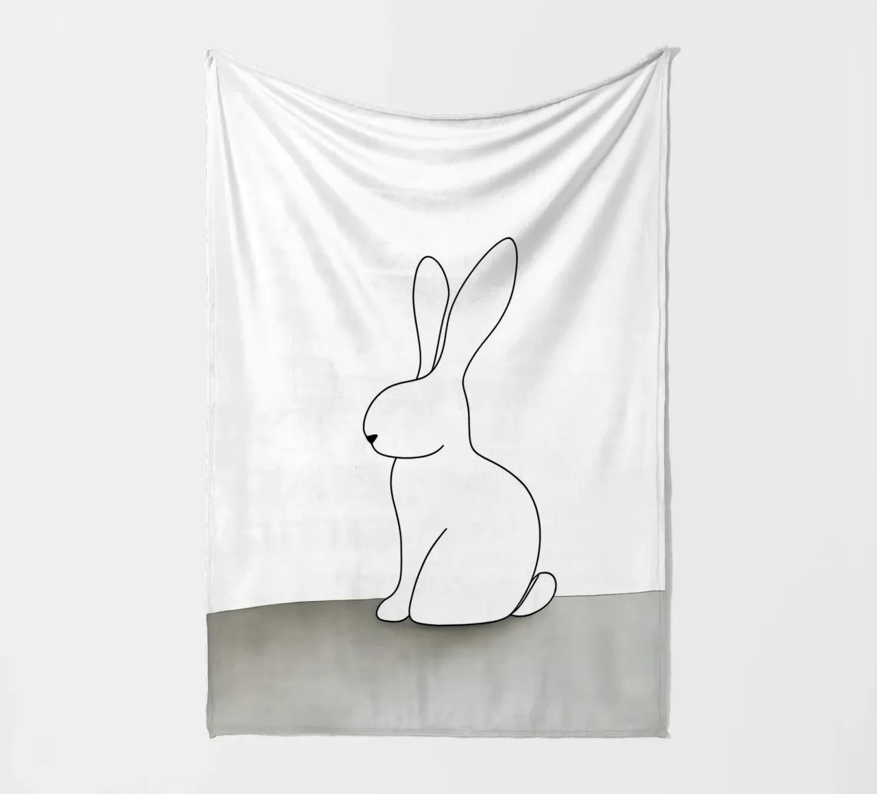 Minimalist Line Drawing of a Rabbit Sitting | Modern Abstrac fleece blanket by Viv Line Art