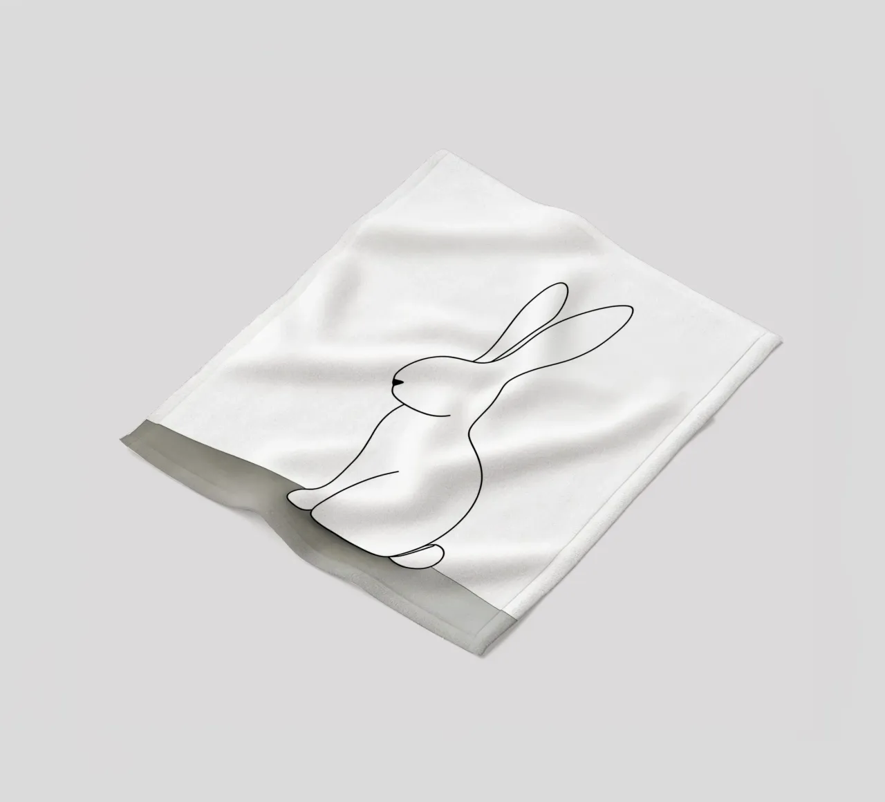 Minimalist Line Drawing of a Rabbit Sitting | Modern Abstrac fleece blanket by Viv Line Art
