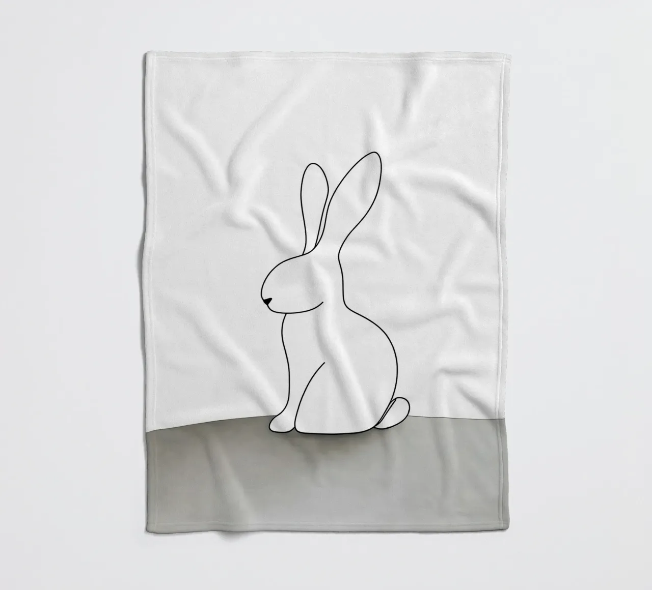 Minimalist Line Drawing of a Rabbit Sitting | Modern Abstrac fleece blanket by Viv Line Art