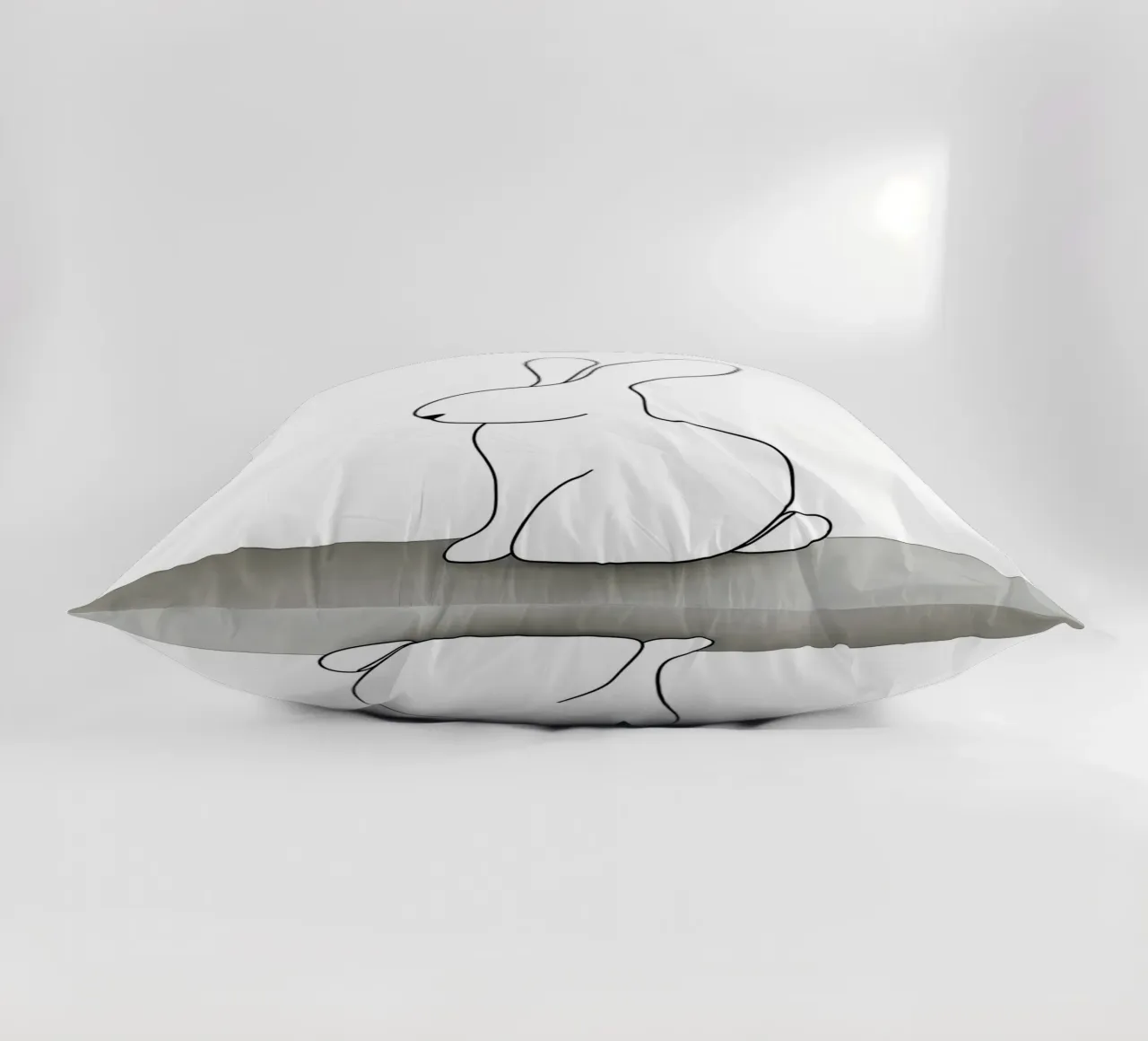 Minimalist Line Drawing of a Rabbit Sitting | Modern Abstrac decorative cushion by Viv Line Art