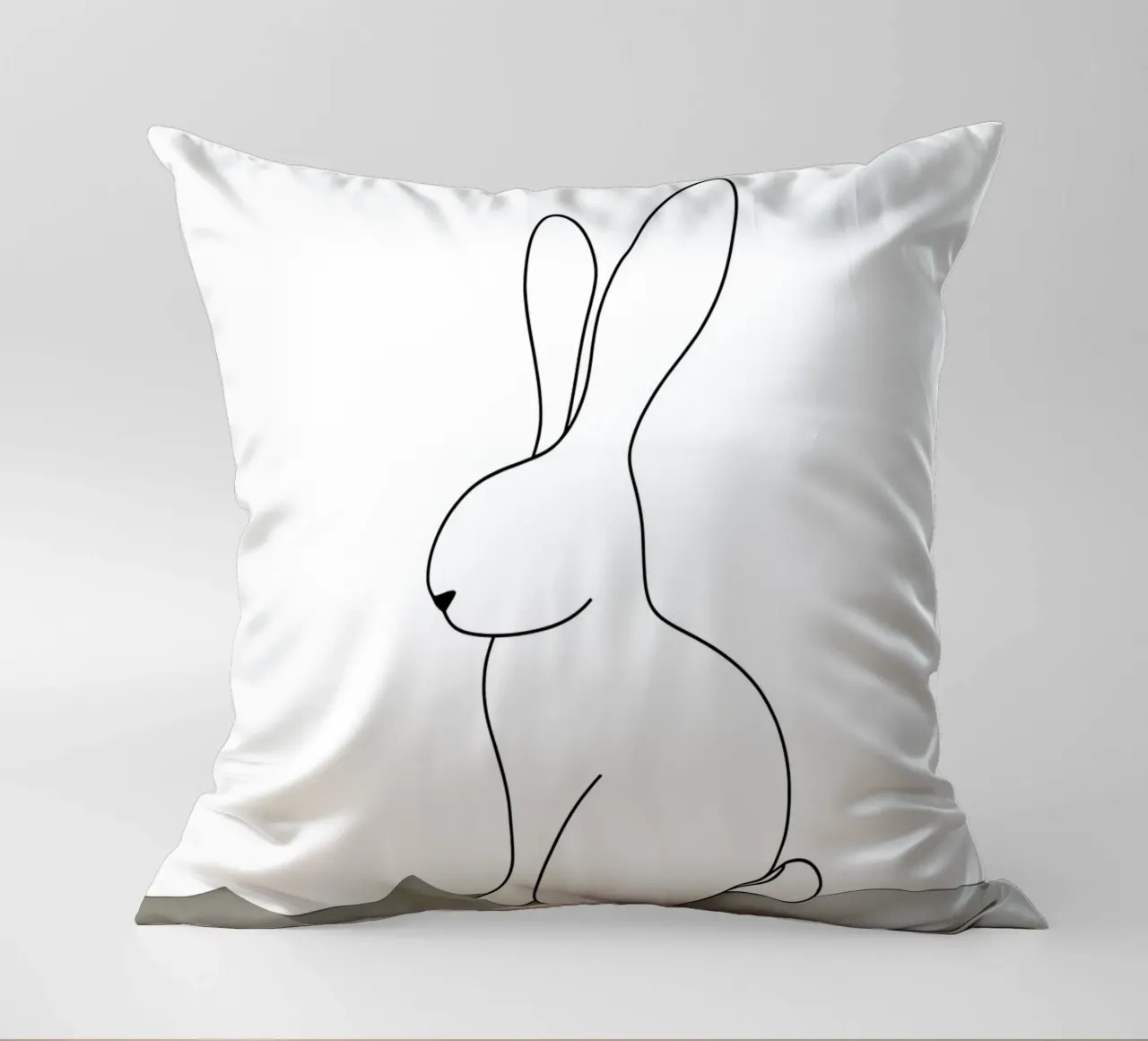 Minimalist Line Drawing of a Rabbit Sitting | Modern Abstrac decorative cushion by Viv Line Art