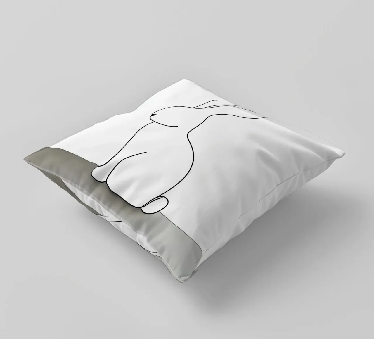 Minimalist Line Drawing of a Rabbit Sitting | Modern Abstrac decorative cushion by Viv Line Art