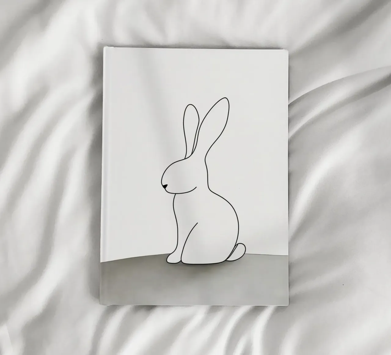 Disegno lineare minimalista di un coniglio seduto | Astratto moderno diario da Viv Line Art