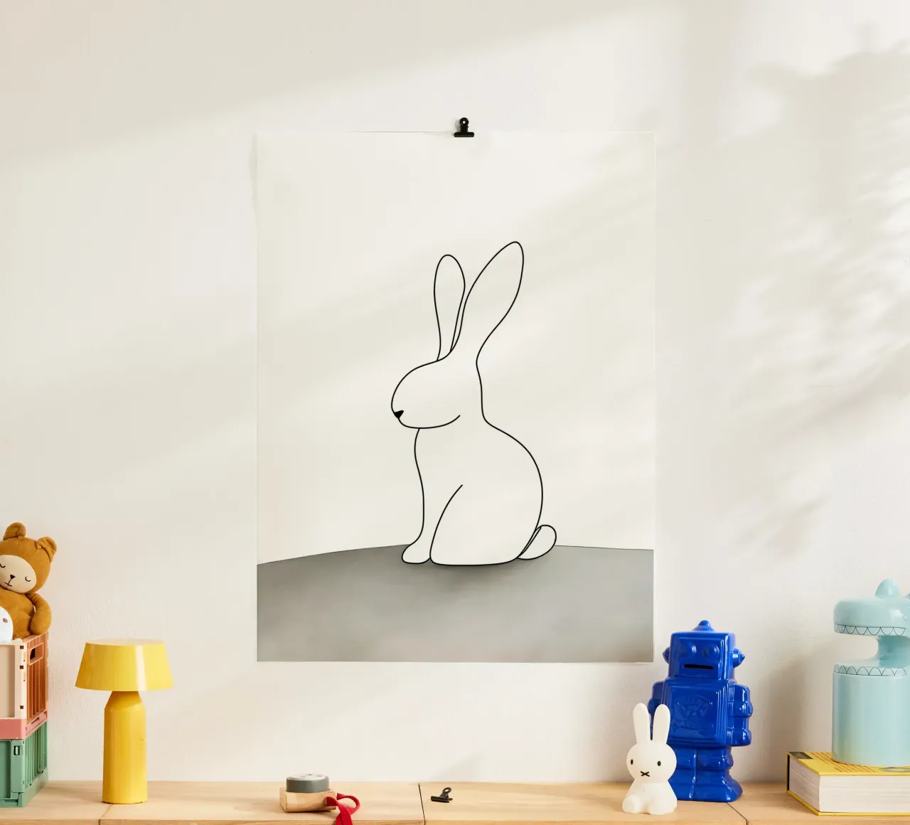 Minimalist Line Drawing of a Rabbit Sitting | Modern Abstrac hahnemühle by Viv Line Art