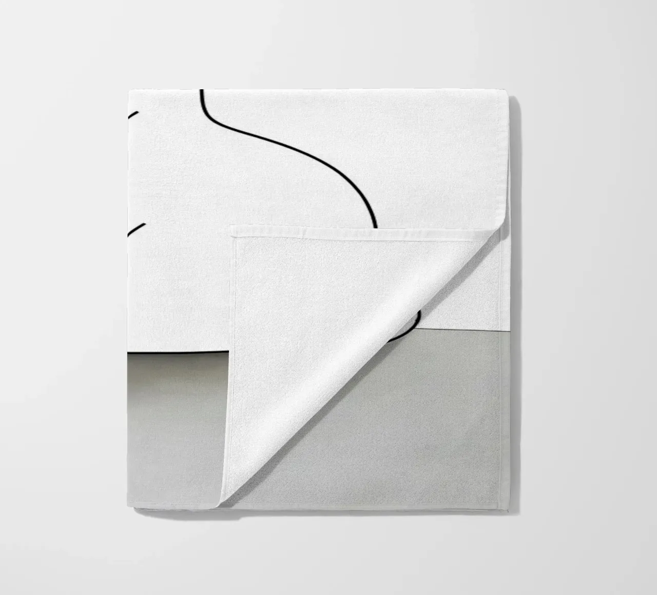 Minimalist Line Drawing of a Rabbit Sitting | Modern Abstrac beach towel by Viv Line Art