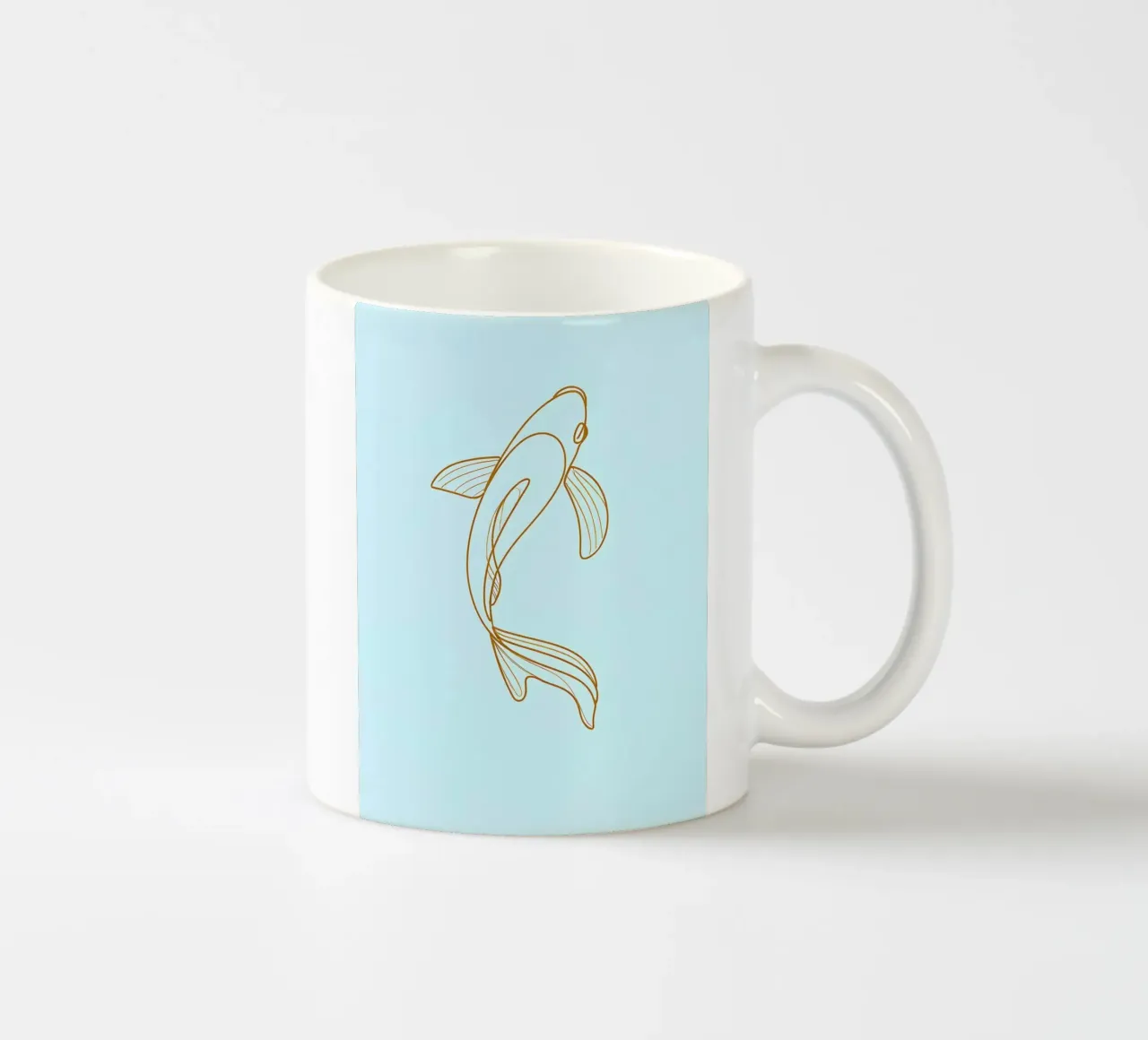 Dessin minimaliste d'un poisson Koi | Modern Abstract Art mug en céramique de Viv Line Art