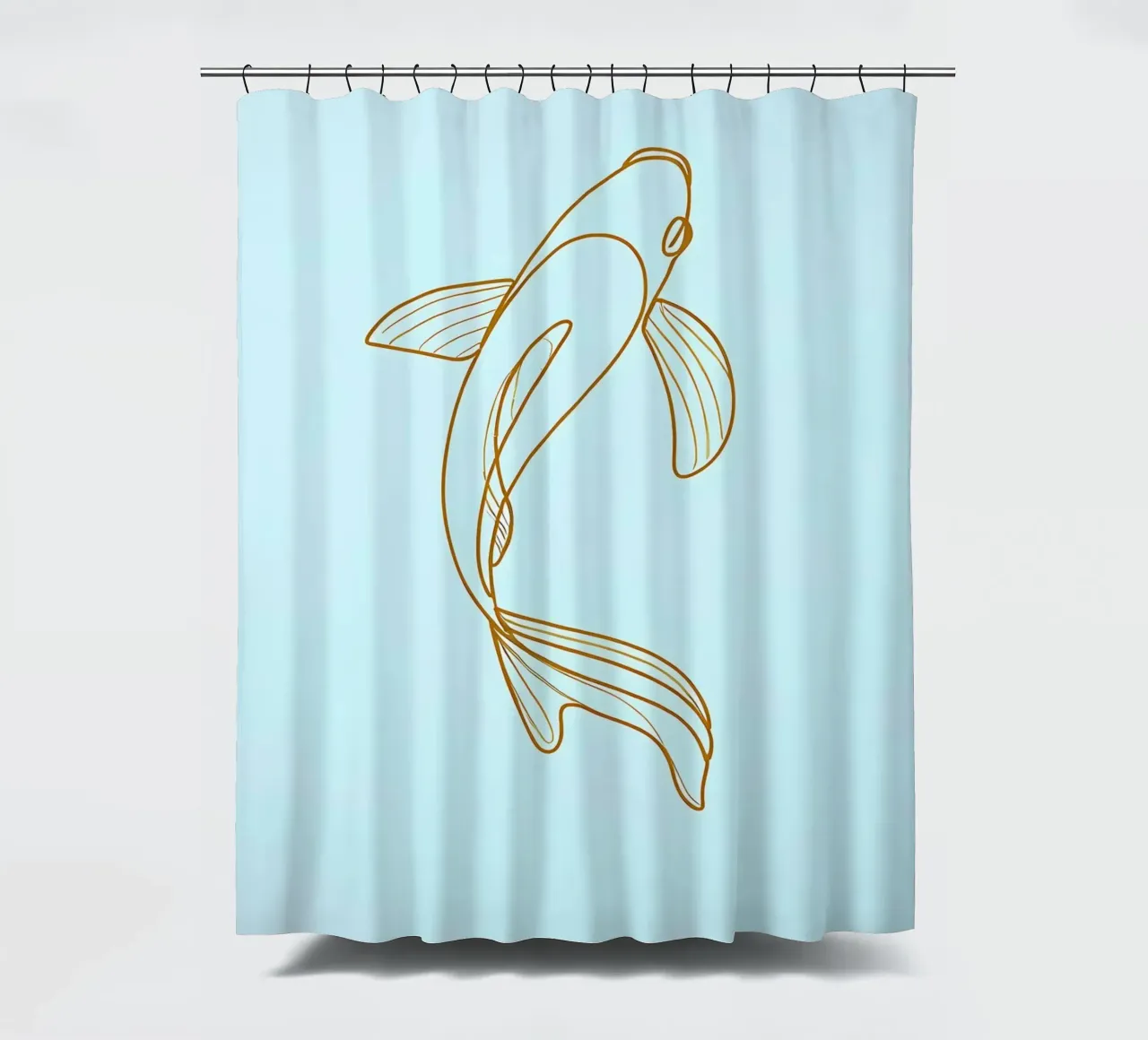 Minimalist Line Drawing of a Koi Fish | Modern Abstract Art shower curtain by Viv Line Art