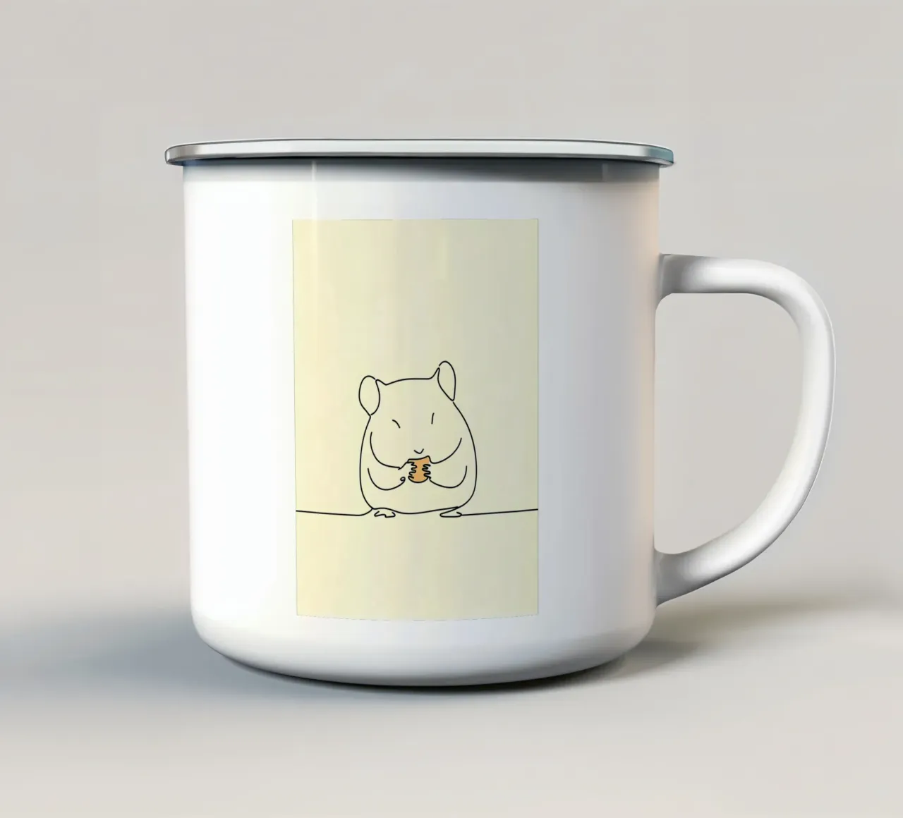 Minimalist Line Drawing of a Hamster | Modern Abstract Art enamel mug by Viv Line Art