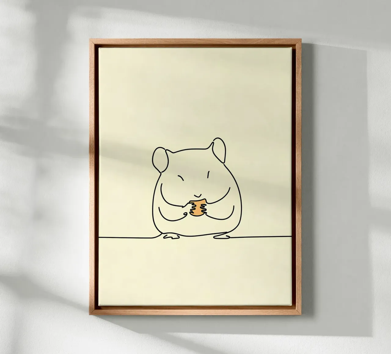 Minimalist Line Drawing of a Hamster | Modern Abstract Art canvas with Floater frame by Viv Line Art